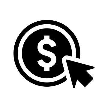 Click, pay, per black icon. Stock Illustration