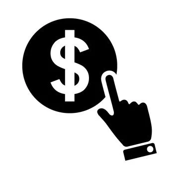 Click, pay icon. Black vector graphics. Stock-Illustration