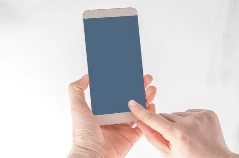 Click on the phone screen Stock Photos