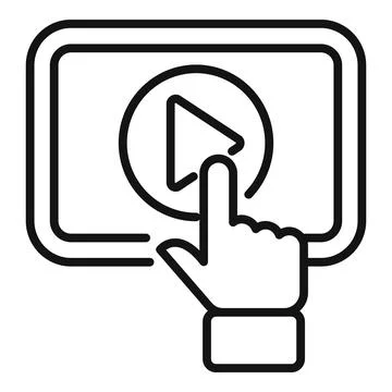 Click playback icon line art illustration Stock Illustration