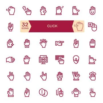 Click Premium Vector Bundle with 32 High Resolution Detail Enhanced Bold Li.. イラスト素材
