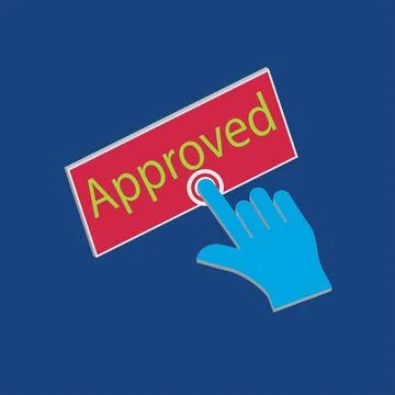 Click Rectangle Approved button design, Finger pressing button symbol illus.. Stock Illustration