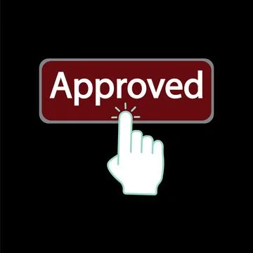 Click Rectangle approved button design, Finger pressing button symbol illus.. Stock Illustration