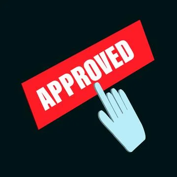 Click Rectangle Approved button design, Finger pressing button symbol isola.. 스톡 일러스트