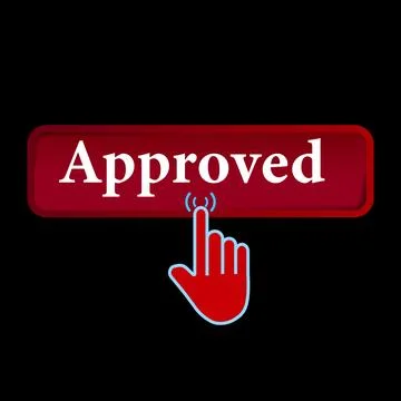 Click Rectangle Approved button design, Finger pressing button symbol isola.. 库存插图