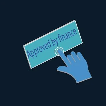 Click Rectangle Approved by finance button design, Finger pressing button s.. 스톡 일러스트