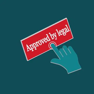 Click Rectangle Approved by legal button design, Finger pressing button sym.. 库存插图