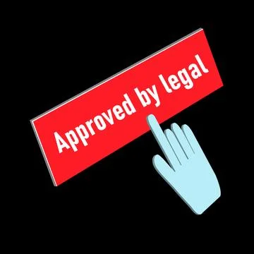 Click Rectangle Approved by legal button design, Finger pressing button sym.. Stock Illustration