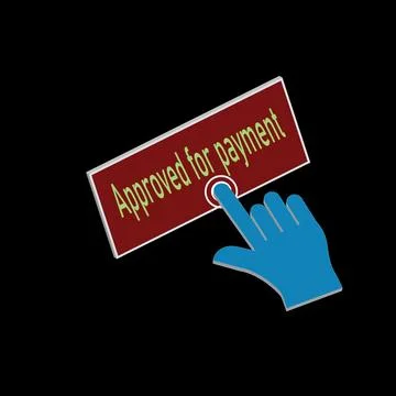 Click Rectangle Approved for payment button design, Finger pressing button .. Stock Illustration