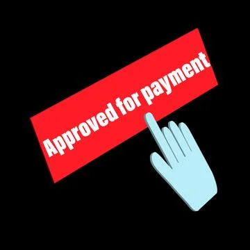 Click Rectangle Approved for payment button design, Finger pressing button .. 스톡 일러스트