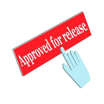 Click Rectangle Approved for release button design, Finger pressing button .. イラスト素材