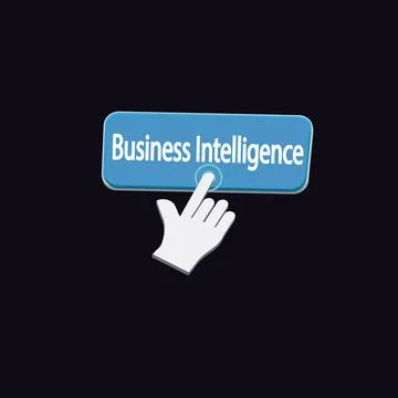 Click Rectangle Business intelligence button design, Finger pressing button.. Illustrazione stock