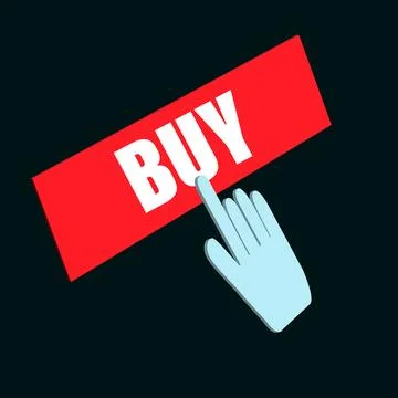 Click Rectangle Buy button design, Finger pressing button symbol isolated o.. イラスト素材