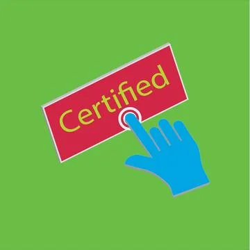 Click Rectangle Certified button design, Finger pressing button symbol illu.. Stock Illustration