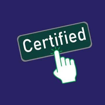 Click Rectangle Certified button design, Finger pressing button symbol illu.. 스톡 일러스트