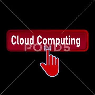 Click Rectangle Cloud Computing button design, Finger pressing button symbo.. Stock Illustration