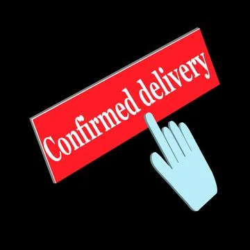 Click Rectangle Confirmed delivery button design, Finger pressing button sy.. Stock Illustration