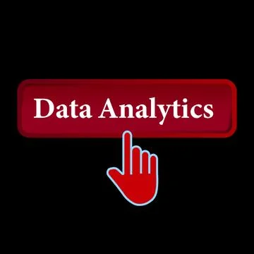 Click Rectangle Data Analytic button design, Finger pressing button symbol .. Stock Illustration