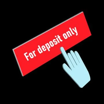 Click Rectangle For deposit only button design, Finger pressing button symb.. 库存插图