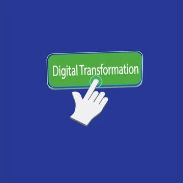 Click Rectangle Digital transformation button design, Finger pressing butto.. 库存插图