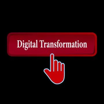 Click Rectangle Digital Transformation button design, Finger pressing butto.. 库存插图