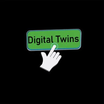 Click Rectangle Digital twins button design, Finger pressing button symbol .. イラスト素材