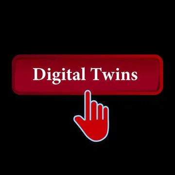 Click Rectangle Digital twins button design, Finger pressing button symbol .. Stock Illustration
