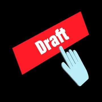 Click Rectangle Draft button design, Finger pressing button symbol isolated.. Stockillustratie