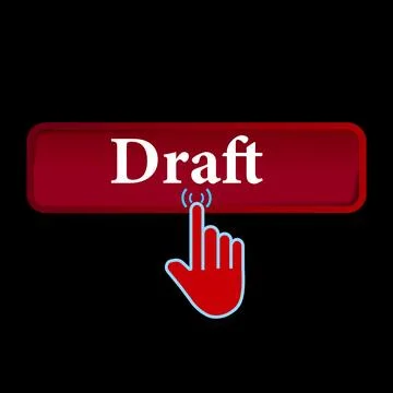 Click Rectangle Draft button design, Finger pressing button symbol isolated.. Illustrazione stock