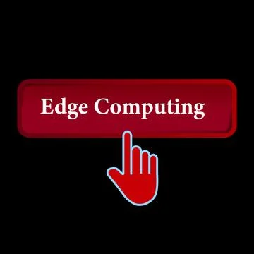 Click Rectangle Edge computing button design, Finger pressing button symbol.. Stock Illustration