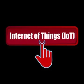 Click Rectangle Internet Things (lot) button design, Finger pressing button.. 스톡 일러스트