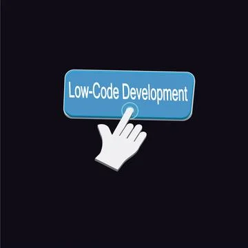 Click Rectangle Low-code development button design, Finger pressing button .. Stockillustratie