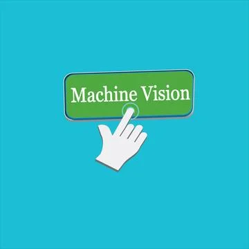 Click Rectangle Machine Vision button design, Finger pressing button symbol.. 库存插图