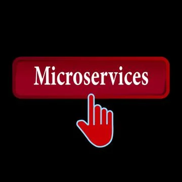 Click Rectangle Micro services button design, Finger pressing button symbol.. Stock Illustration