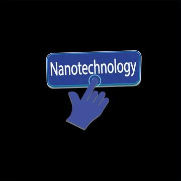 Click Rectangle Nanotechnology button design, Finger pressing button symbol.. Stock Illustration