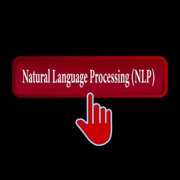 Click Rectangle Natural Language Processing (NLP) button design, Finger pre.. 스톡 일러스트