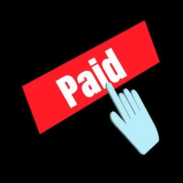 Click Rectangle Paid button design, Finger pressing button symbol isolated .. イラスト素材