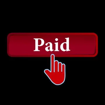 Click Rectangle Paid button design, Finger pressing button symbol isolated .. イラスト素材