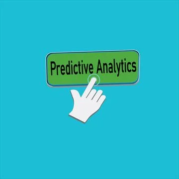 Click Rectangle Predictive analytics button design, Finger pressing button .. 库存插图