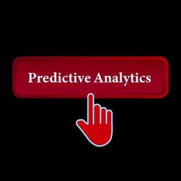 Click Rectangle Predictive Analytics button design, Finger pressing button .. イラスト素材