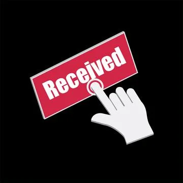 Click Rectangle Received button design, Finger pressing button symbol illus.. 库存插图