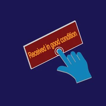 Click Rectangle Received in good condition button design, Finger pressing b.. Stock Illustration