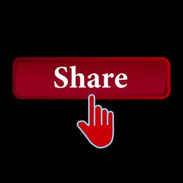 Click Rectangle Share button design, Finger pressing button symbol isolated.. 库存插图