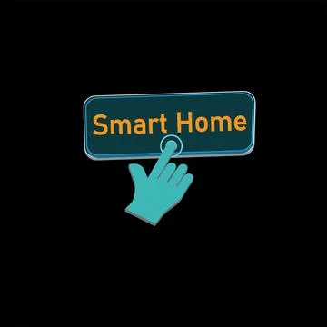 Click Rectangle Smart home button design, Finger pressing button symbol ill.. Illustrazione stock