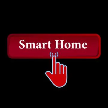 Click Rectangle Smart Home button design, Finger pressing button symbol iso.. Stockillustratie