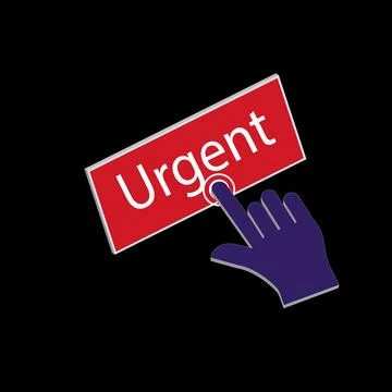 Click Rectangle Urgent button design, Finger pressing button symbol illustr.. Stock Illustration