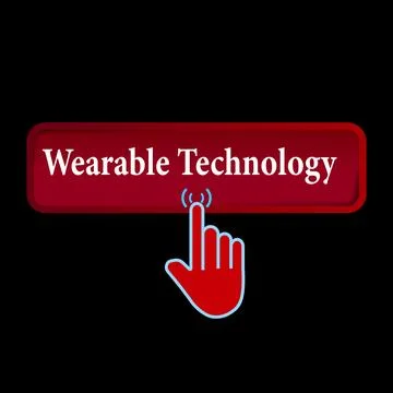 Click Rectangle Wearable Technology button design, Finger pressing button s.. 스톡 일러스트