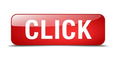Click red square 3d realistic isolated web button Illustrazione stock