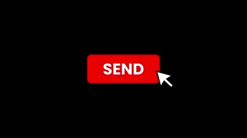Click on send button with computer mouse animation isolated on black background Stock Footage 332303545