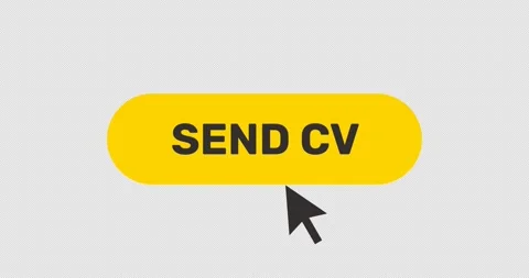 Click on Send CV button, push by arrow cursor, flat style vacancy yellow button Stock Footage 278261742